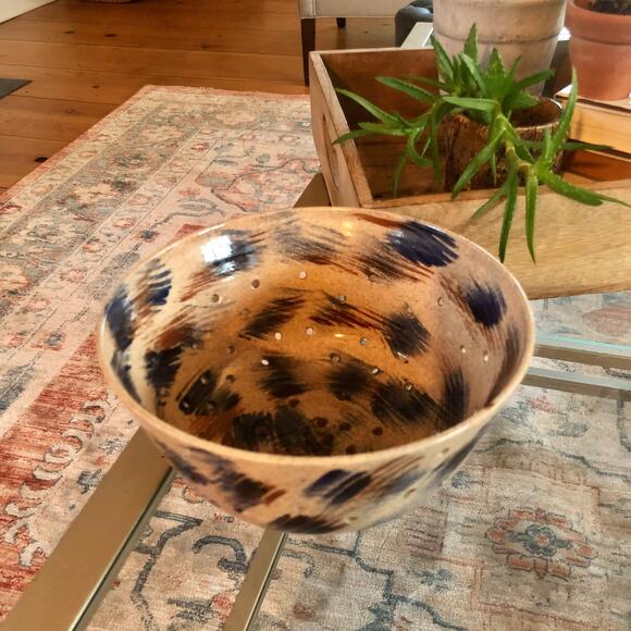 Vintage Handmade Ceramic Colander, Pottery Strainer, Berry Bowl, 90s - Picture 5 of 9